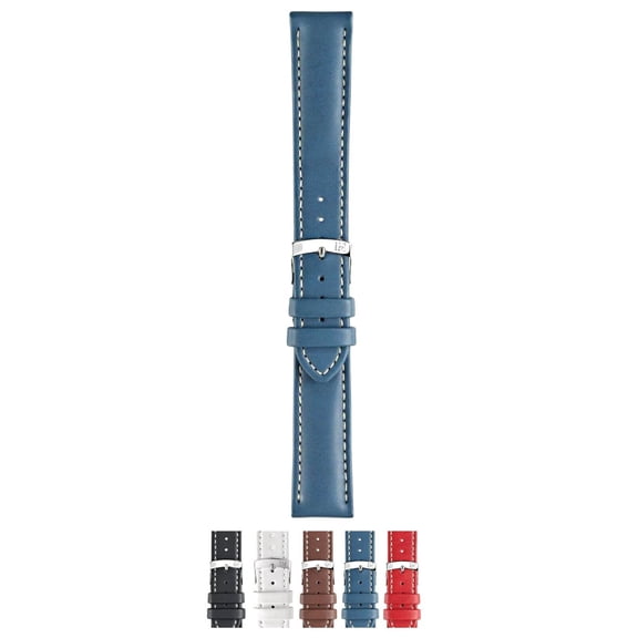 Morellato Castagno Calfgrain Vegan Leather Watch Strap - Light Blue - 18mm - Chrome-plated Stainless Steel Buckle - GREEN Collection