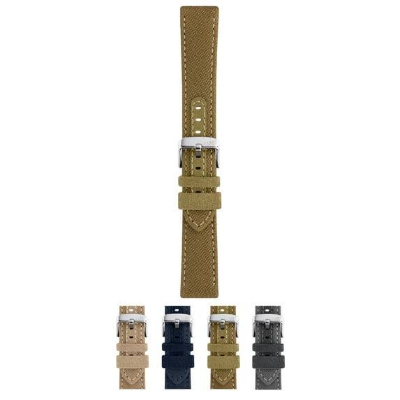 Morellato Fibra Recycled Cotton Watch Strap - Military Green - 18mm - Chrome-plated Stainless Steel Buckle - SAVE THE NATURE Collection