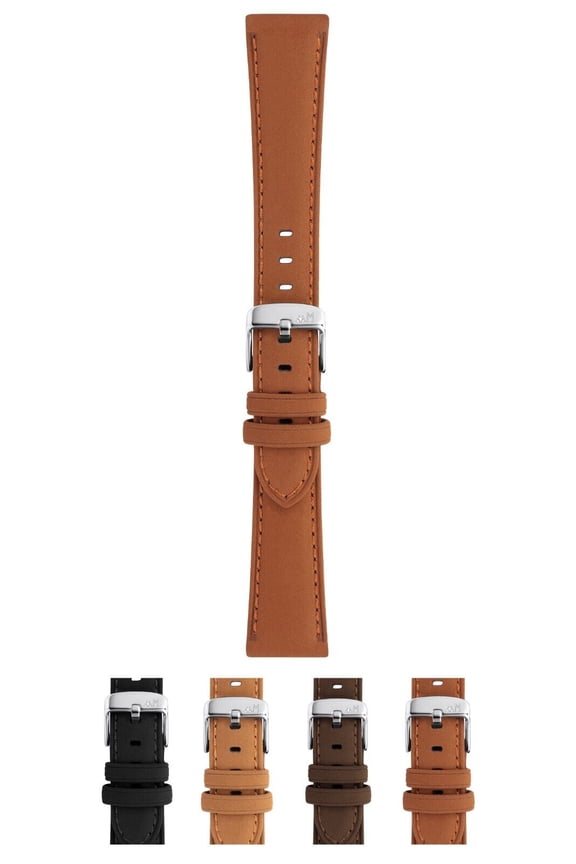 Flake Vegan Nubuck Leather Watch Strap - Tan Brown - 18mm - Chrome-plated Stainless Steel Buckle - SAVE THE NATURE Collection