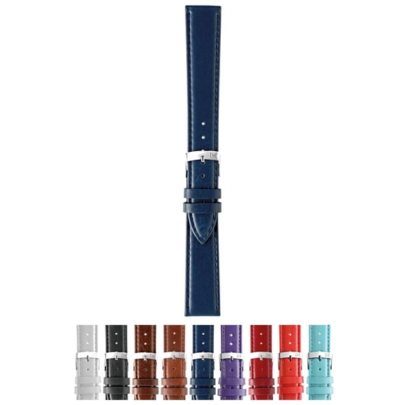 Morellato Gelso Calfgrain Vegan Leather Watch Strap - Blue Marine - 12mm - Chrome-plated Stainless Steel Buckle - GREEN Collection