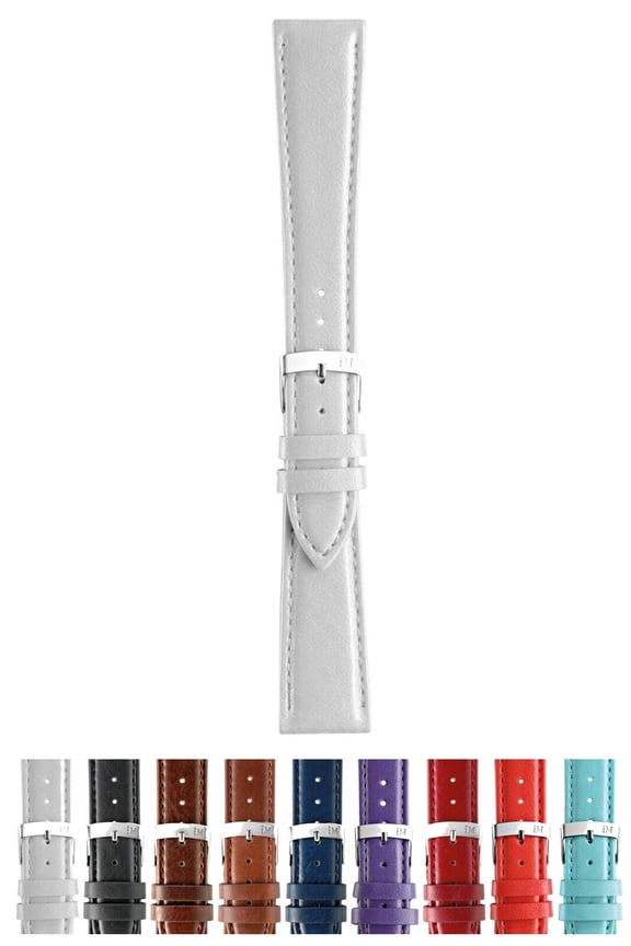 Gelso Calfgrain Vegan Leather Watch Strap - White - 12mm - Chrome-plated Stainless Steel Buckle - GREEN Collection