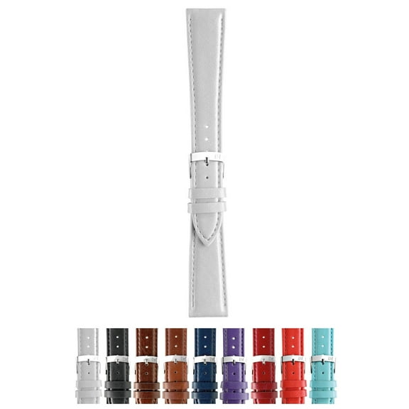 Morellato Gelso Calfgrain Vegan Leather Watch Strap - White - 14mm - Chrome-plated Stainless Steel Buckle - GREEN Collection