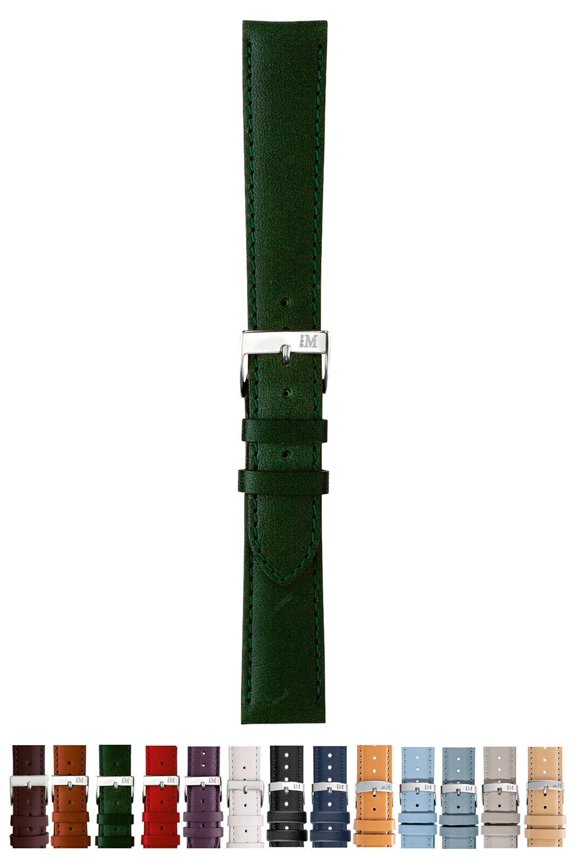 Grafic Genuine Leather Watch Strap - Dark Green - 20mm - Chrome-plated Stainless Steel Buckle - PERFORMANCE Collection