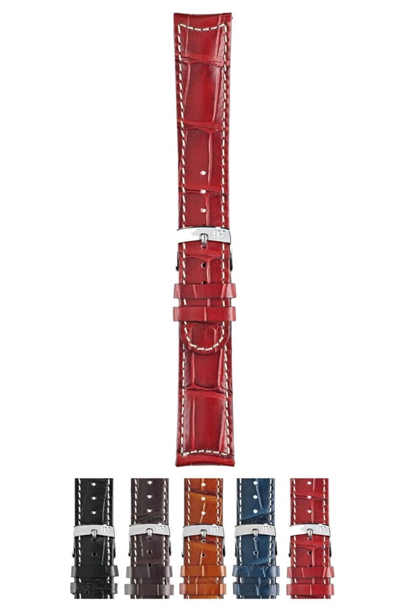 Guttuso Watch Strap - Bordeaux - 24mm - Chrome-plated Stainless Steel Buckle - MANUFATTI Collection