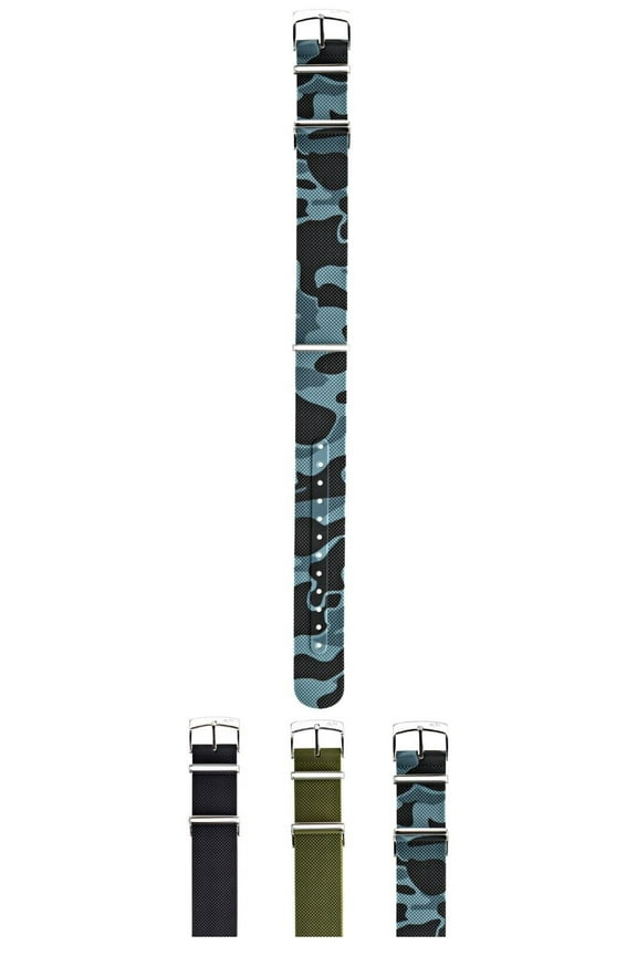 Isarco Silicone Watch Strap - Black/Camouflage - 18mm - Chrome-plated Stainless Steel Buckle - NATO Collection