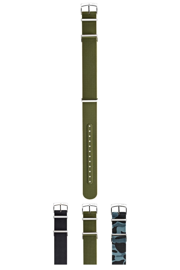 Isarco Silicone Watch Strap - Rust Green - 18mm - Chrome-plated Stainless Steel Buckle - NATO Collection