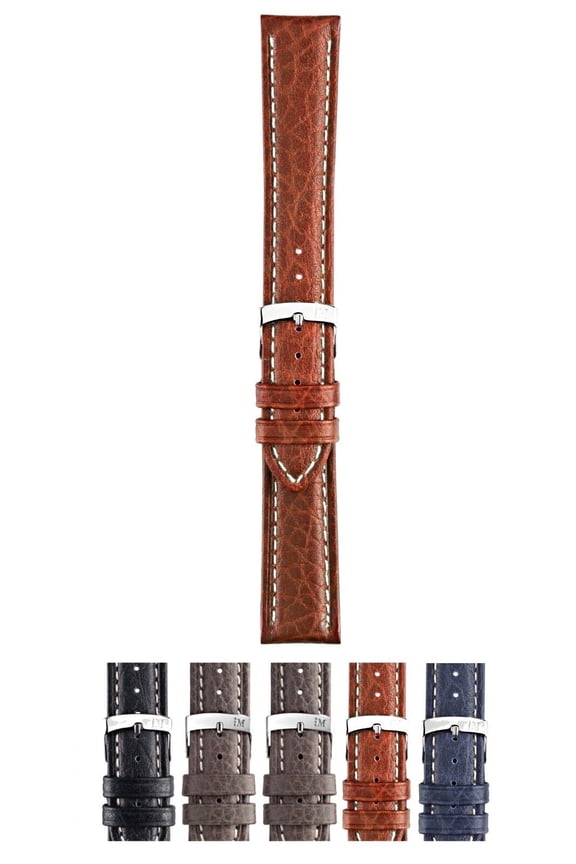 Kuga Genuine Leather Watch Strap - Tan Brown - 20mm - Chrome-plated Stainless Steel Buckle - PERFORMANCE Collection
