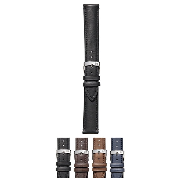 Morellato Levy Genuine Leather Watch Strap - Black - 22mm - Chrome-plated Stainless Steel Buckle - MANUFATTI Collection