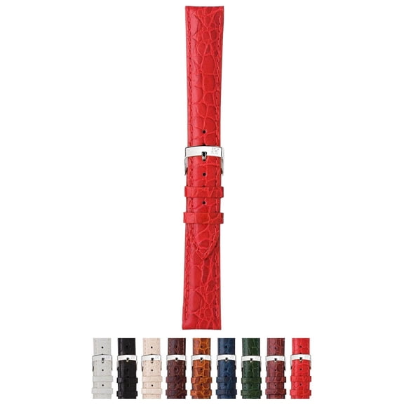 Morellato Liverpool Crocodile Grain Genuine Calf Leather Watch Strap - Red - 16mm - Chrome-plated Stainless Steel Buckle - PERFORMANCE Collection