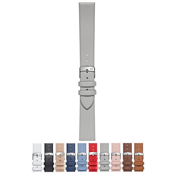 Morellato Micra-Evoque (Ec) Smooth Textured Genuine Leather Watch Strap - Grey - 16mm - Chrome-plated Stainless Steel Buckle - PERFORMANCE Collection