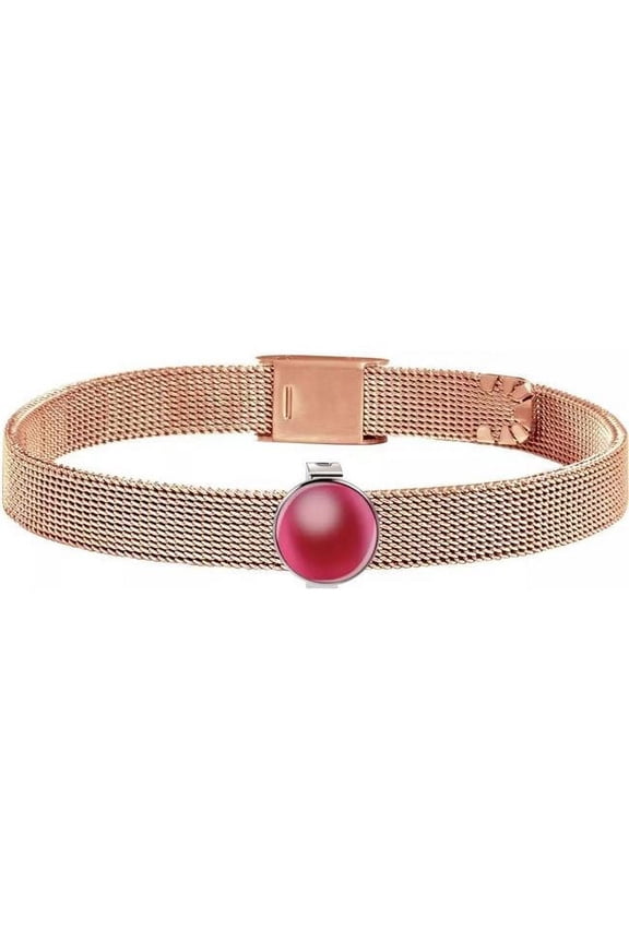 Plus Accessories SAJT59- Sensazioni Stainless Steel Glass Women Bracelet, Black