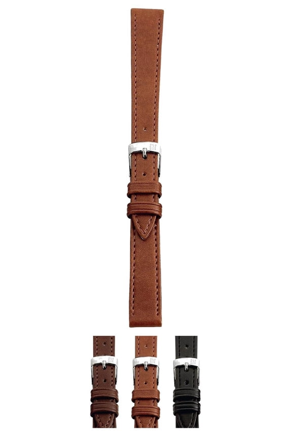 Point Calfgrain Vegan Leather Watch Strap - Tan Brown - 18mm - Chrome-plated Stainless Steel Buckle - PERFORMANCE Collection