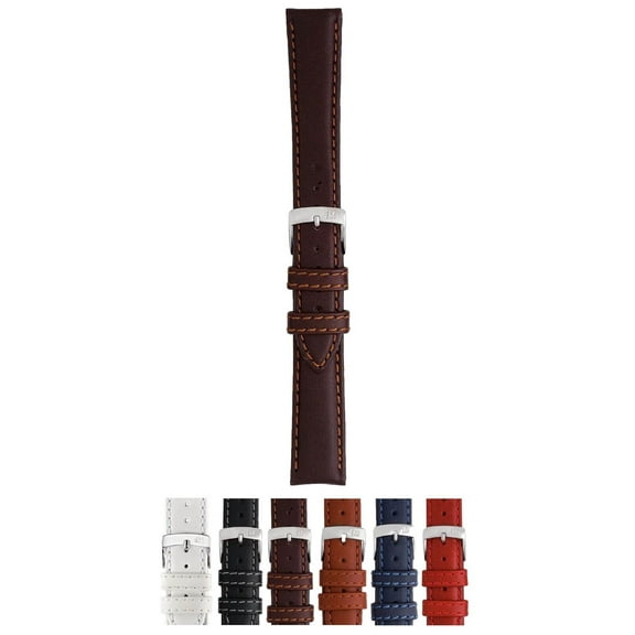Morellato Regatta Genuine Water Resistant Leather Watch Strap - Dark Brown - 18mm - Chrome-plated Stainless Steel Buckle - SPORT Collection