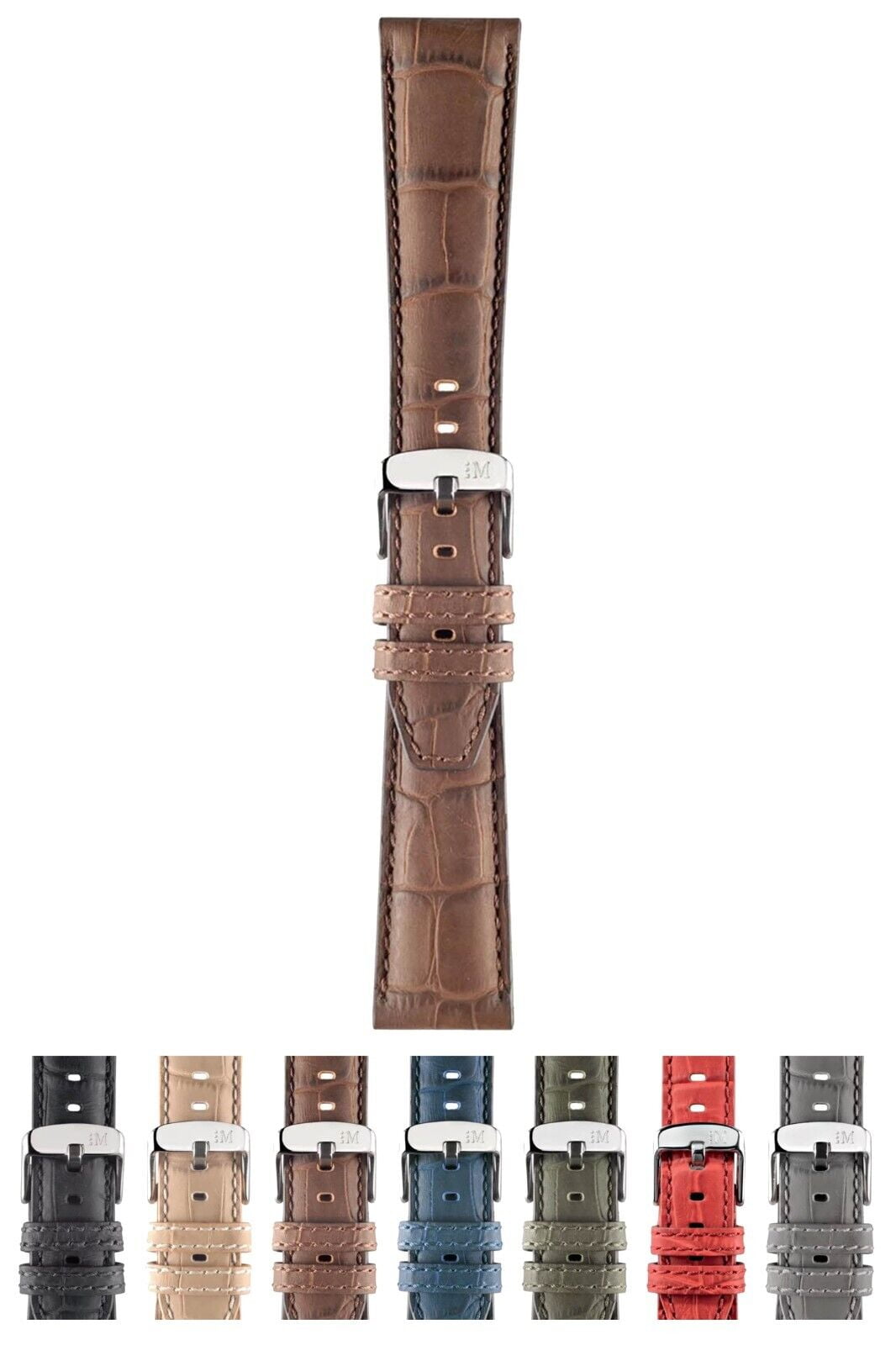 時計 18mm MORELLATO Crocodile Watch Straps-1. Morellato Soccer Genuine Water Resistant Leather Watch Strap