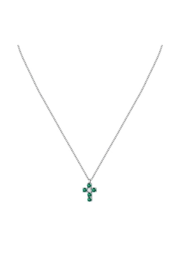 SAIW214- Womens Tesori Necklace with Green Cross