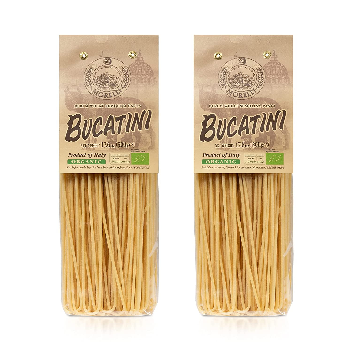 Morelli Bucatini Pasta Noodles Premium Organic Italian Pasta from