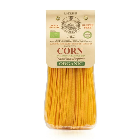 Morelli Organic Gluten Free Linguine Pasta - Wheat Free Pasta Made With Corn - Vegan Corn Noodles, Gluten Free Pasta, Imported Organic Pasta from Italy, Italian Gourmet Food - 8.8 oz (Pack of 1)