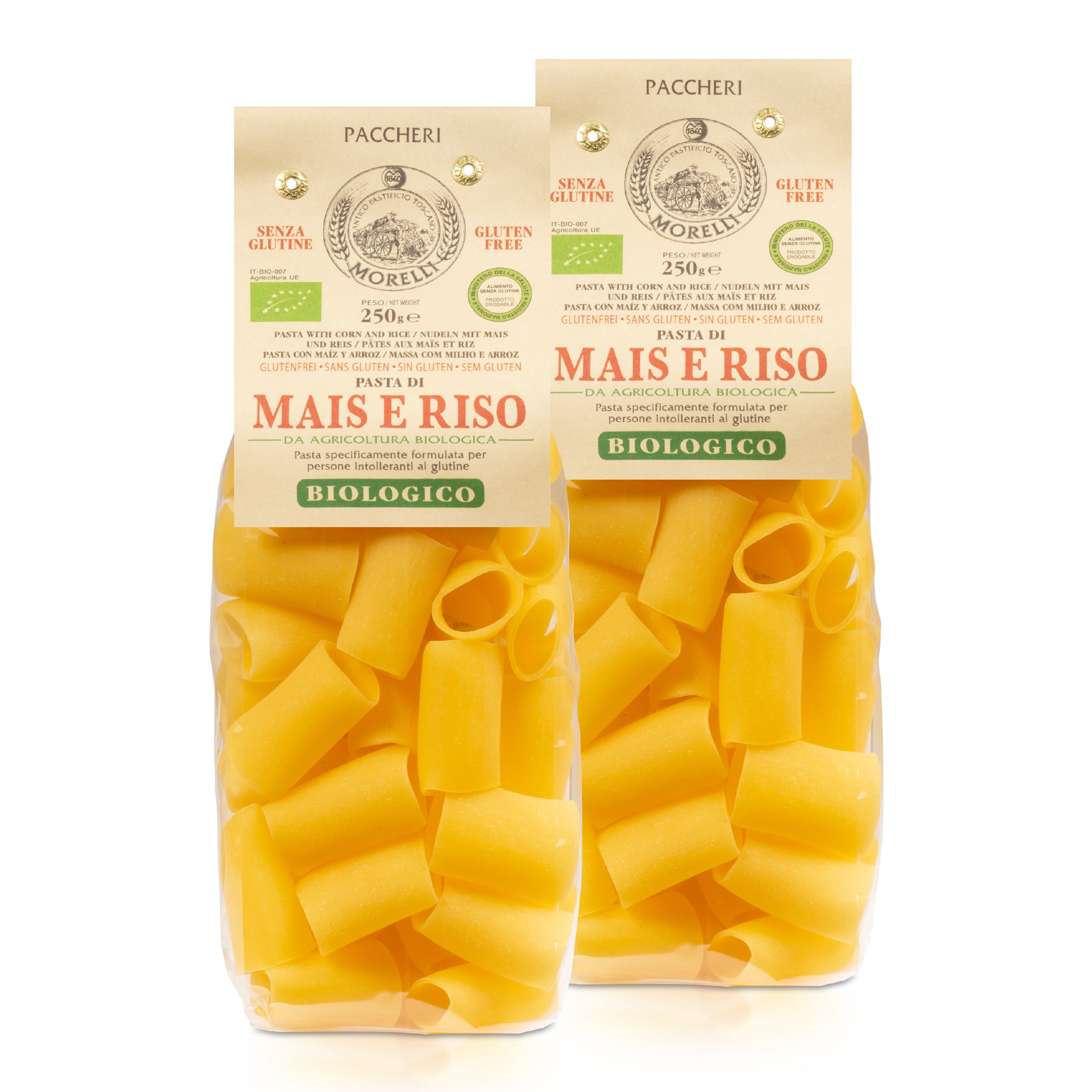 Paccheri Rice Morelli Paccheri Pasta Made with Rice & Corn, Gluten Free 8.8oz/250g (2 ...