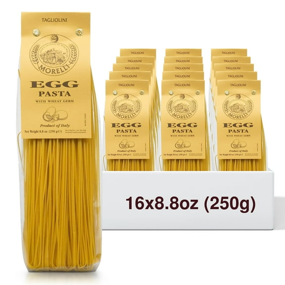 Morelli Pasta Egg Tagliolini Italian Pasta -Gourmet Pasta - Handmade in Small Batches - Imported Italian Pasta Noodles - Durum Wheat Semolina Pasta - 8.8 Oz / 250gr (Pack of 16)