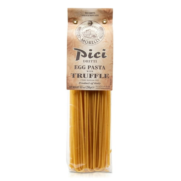 Morelli Pici Pasta Noodles - Premium Egg Pasta With Truffle, Italian Pasta from Italy, Gourmet Pasta, Handmade, Imported Italian Pasta Noodles, Durum Wheat Semolina Pasta - 8.8 oz / 250g