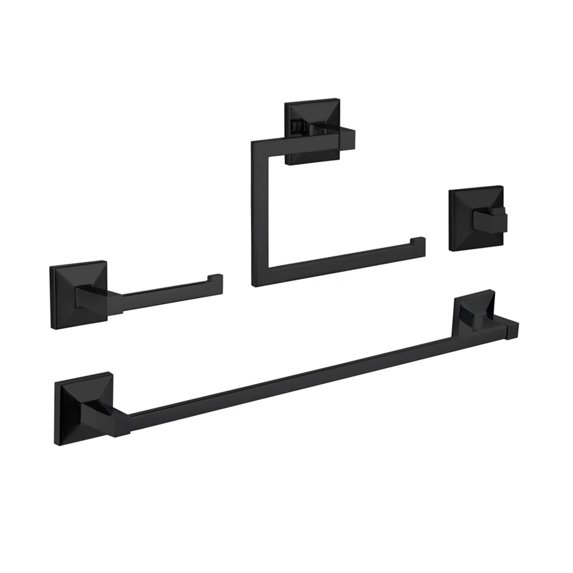 Moreno Series BM4SET-BLK Bathroom Set in Black, 4 Piece