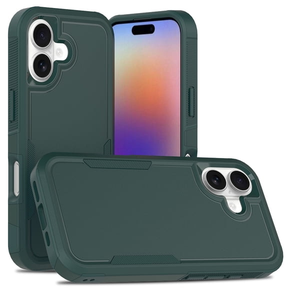 Moreoy Heavy Duty Case for Apple iPhone 17, Camera & Screen Raised Bumper Guard Drop Protection Hybrid Dual Layer Protective Matte Cell Phone Case Cover for Women Men,Dark Green