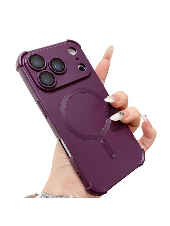 Magnetic Case for iPhone 18 Pro Max with Built-in Camera Lens Protector Cover, Compatible with MagSafe Wireless Charging, Four-Corner Shock-Absorbing Solid Color Soft TPU Phone Shell,Wine Red