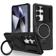 thumbnail image 1 of Moreoy Magnetic Kickstand Case for Samsung Galaxy S26 Ultra with Slide Lens Cover, Compatible with MagSafe with Metal Ring Holder Stand Shockproof Non-Slip Bumper Protective Phone Shell,Black, 1 of 10