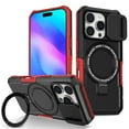 thumbnail image 1 of Moreoy Magnetic Kickstand Case for iPhone 16 Pro with Lens Slide Cover, [MagSafe Compatible] Shockproof Non-Slip Bumper Protective Phone Case Cover with Metal Ring Holder Stand,A, 1 of 10