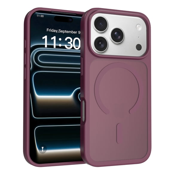 Moreoy Magnetic Matte Case Designed for iPhone 18 Pro, Compatible with MagSafe, Shockproof Drop Protection TPU Frame Skin Touch Feel Slim Translucent Acrylic Back Phone Cover,Cherry Red