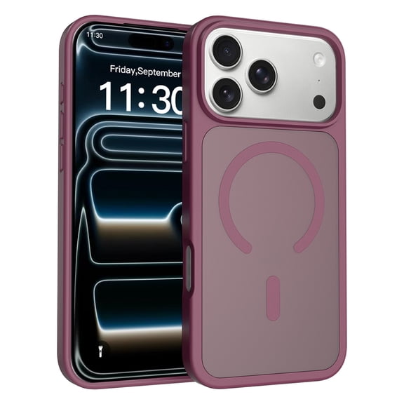 Moreoy Magnetic Matte Case Designed for iPhone 18 Pro Max, Compatible with MagSafe, Shockproof Drop Protection TPU Frame Skin Touch Feel Slim Translucent Acrylic Back Phone Cover,Cherry Red