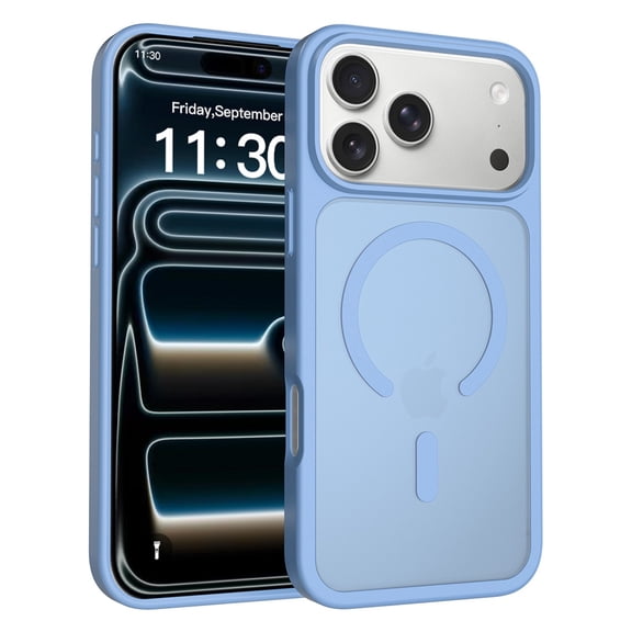 Moreoy Magnetic Matte Case Designed for iPhone 18 Pro Max, Compatible with MagSafe, Shockproof Drop Protection TPU Frame Skin Touch Feel Slim Translucent Acrylic Back Phone Cover,Light Blue