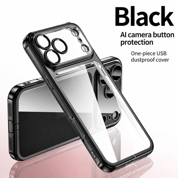 Moreoy for iPhone 18 Pro Max Clear Back Cover,Shockproof Rugged TPU Slim Case,Black