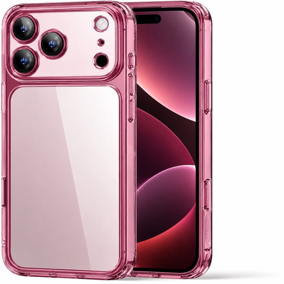 Moreoy for iPhone 18 Pro Max Clear Back Cover,Shockproof Rugged TPU Slim Case,Winered