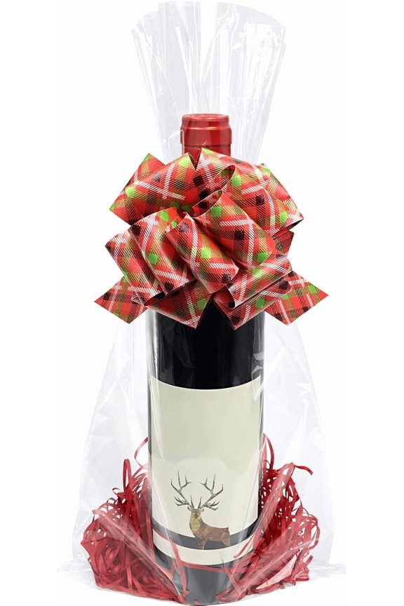Morepack 8x16 Inches Cellophane Bags,50Pieces Clear Gift Bags for Wine Bottles