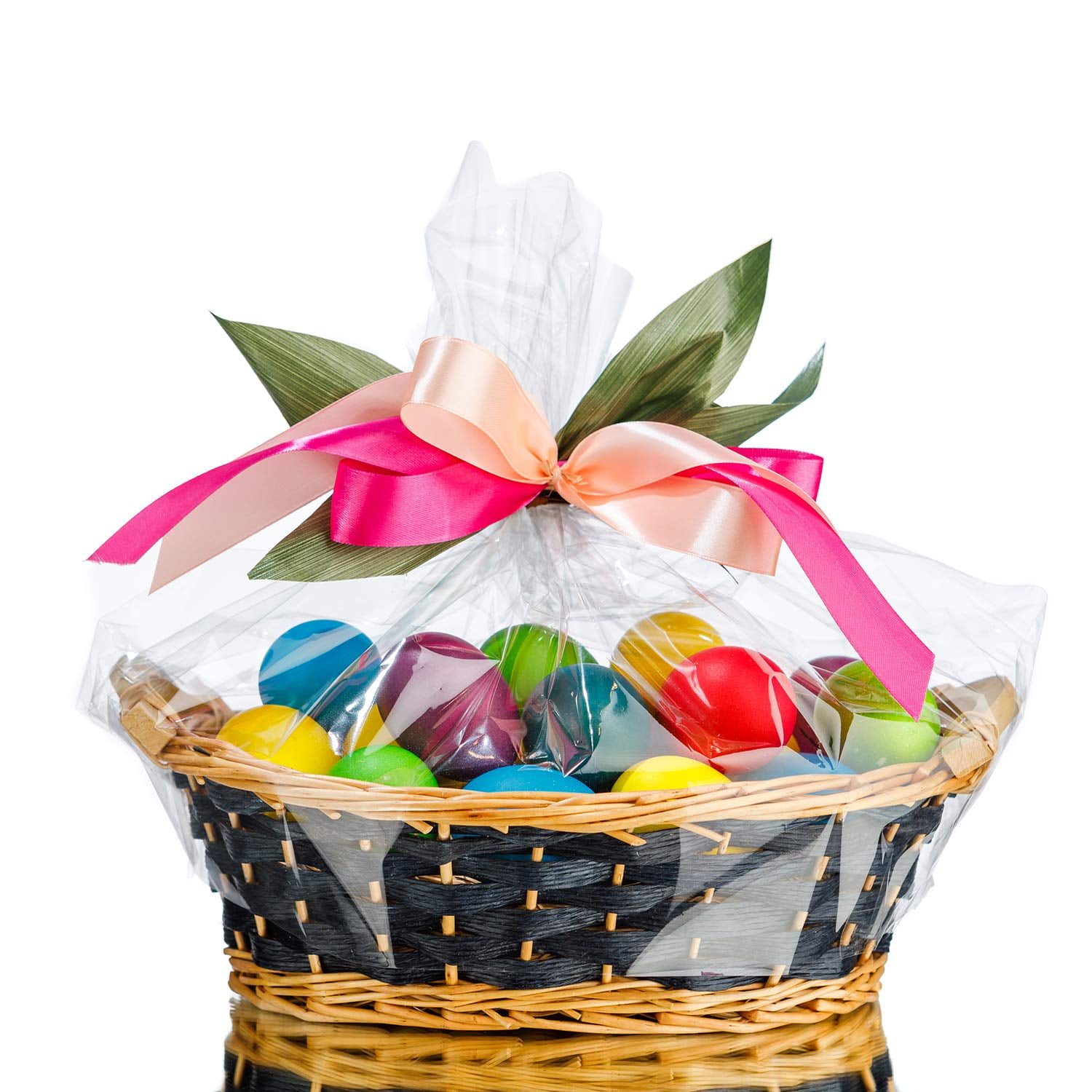 Morepack Easter Large Cellophane AIF4 Bags,26x32 Inch Big Clear Basket Bags 10PCS Cellophane