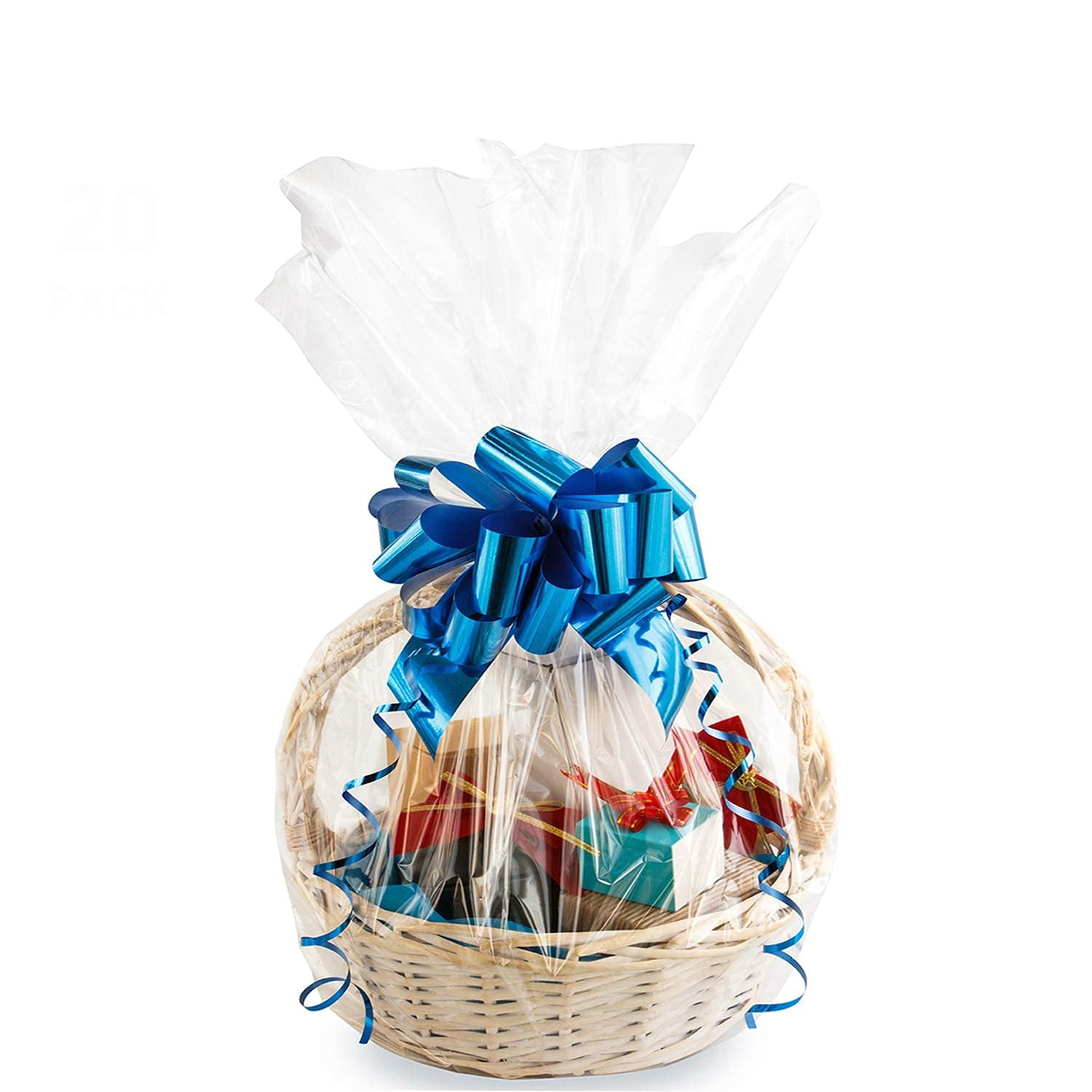 Morepack Large Cello/Cellophane Bags,30x 40 Inches Clear Basket Bags ...