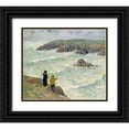 thumbnail image 1 of Moret, Henry 30x26 Black Ornate Wood Framed with Double Matting Museum Art Print Titled - The Cliffs Near the Sea, 1 of 4