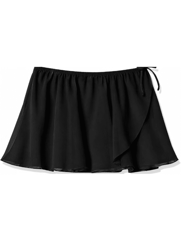 Moret Kids Girls Ballet and Dance Chiffon Wrap Skirt for Toddler and Little Kids, Lightweight Pull-On Practice and Recital Skirt, Black, Medium