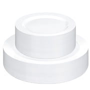Moretoes 100PCS White Plastic Plates Disposable AFN110inch Dinner Plates and 7inch Dessert Salad Plates Heavy Duty Plates for Wedding Party and Birthday