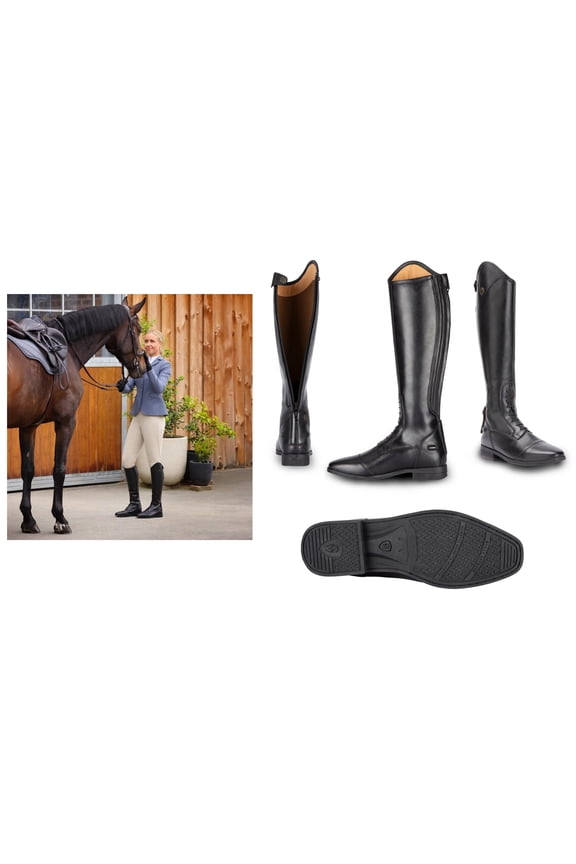 Moretta Ortona Riding Boots Tall Black #10287 Slim US9