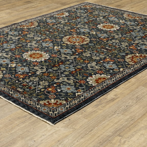 Woven Trends Aberdonian Area Rug 006B1 Traditional Blue Floral Oriental 3' 3" X  5' Rectangle