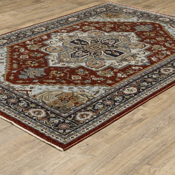 Woven Trends Aberdonian Area Rug 1144R Traditional Red Medallion Oriental 5' 3" X 7' 6" Rectangle