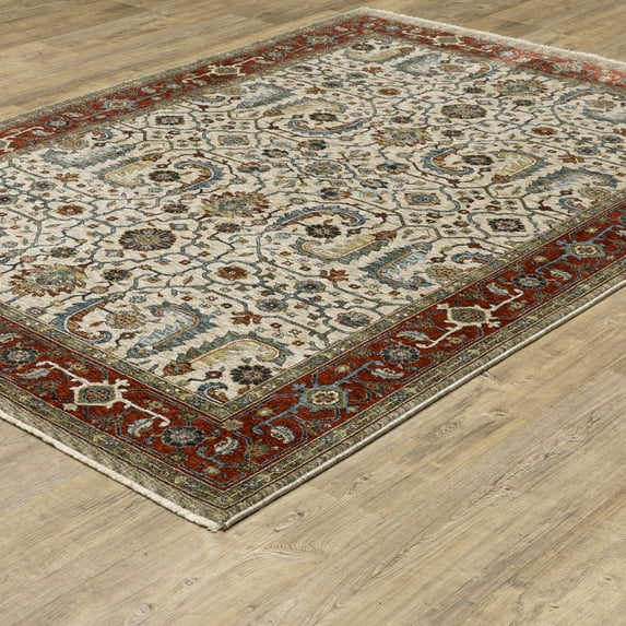 Woven Trends Aberdonian Area Rug 144D1 Traditional Ivory Floral Oriental 9'10" X 12'10" Rectangle