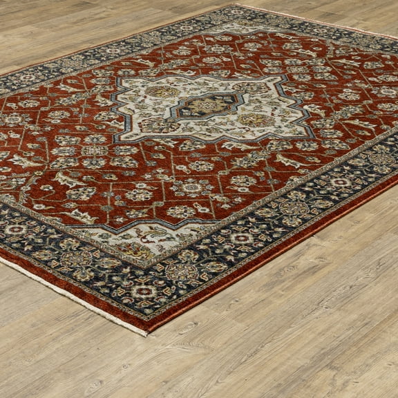 Woven Trends Aberdonian Area Rug 4151R Traditional Red Medallion Oriental 5' 3" X 7' 6" Rectangle