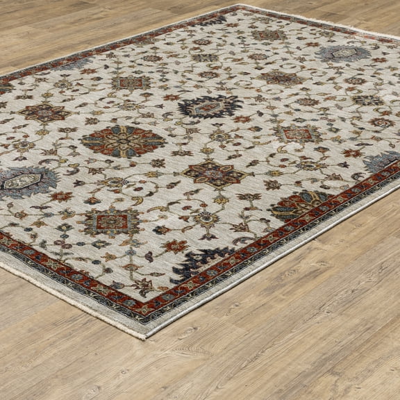 Woven Trends Aberdonian Area Rug 751W1 Traditional Ivory Floral Oriental 2' X 3' Rectangle
