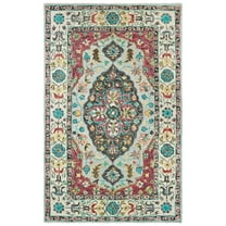 Moretti Avant Area Rug 75504 Grey Bordered Petals 3' 6" x 5' 6" Rectangle
