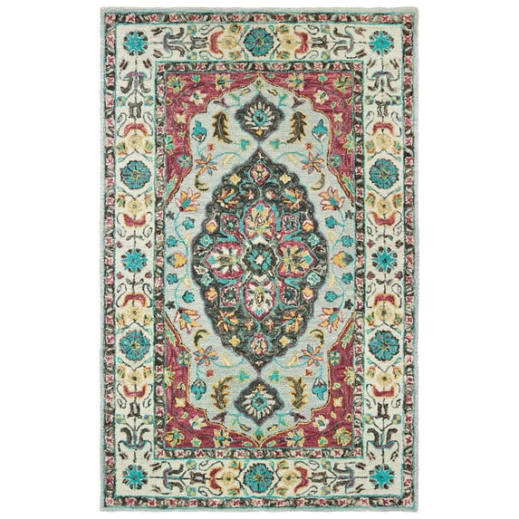 Moretti Avant Area Rug 75504 Grey Bordered Petals 8' x 10' Rectangle