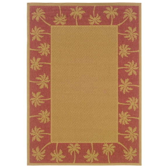 Moretti Bali Indoor/Outdoor Area Rug 606C8 Outdoor Beige Tropical Trees 8' 6" x 13' Rectangle