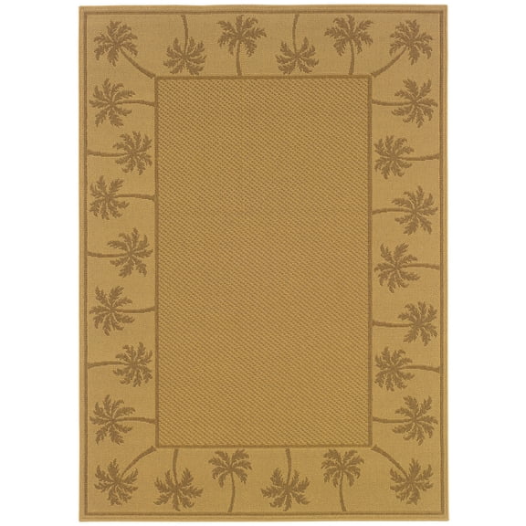 Moretti Bali Indoor/Outdoor Area Rug 606D7 Outdoor Beige Border Tropical 8' 6" x 13' Rectangle
